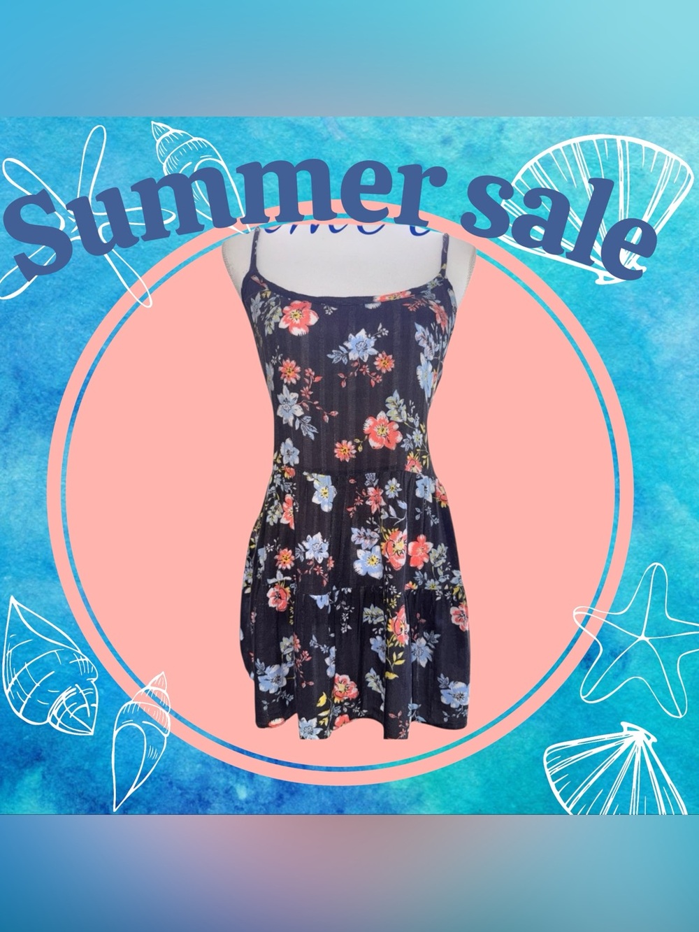 torrid Navy Floral Spaghetti Strap Camisole Tunic